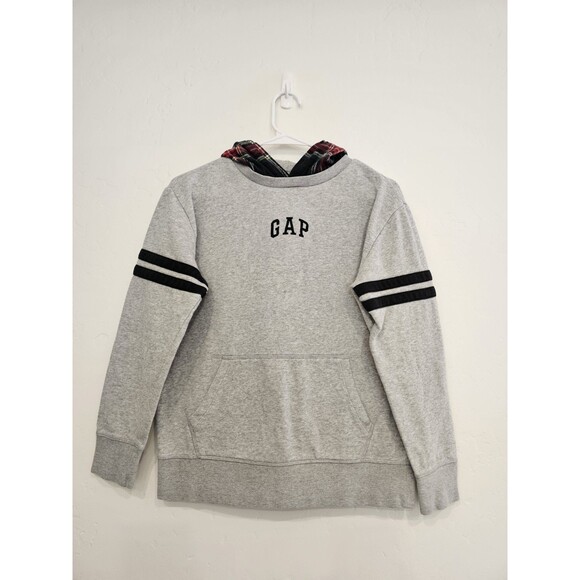 Gap Other - GAP Kids Pullover Hoodie Youth Size XL Grey Plaid Hood Vintage